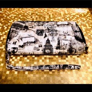 Black and White Travel Wristlet / Clutch